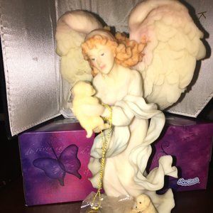 ANGEL WITH PUPPIES "BLESSINGS FROM ABOVE" BY ROMAN